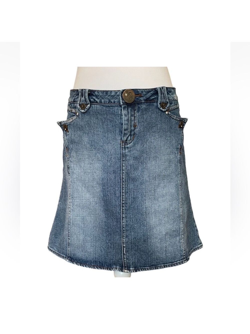 Candie’s Y2K Low Rise Distressed Denim Mini Skirt Juniors 9 Women's Small